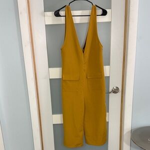 Forever 21 Deep Mustard V-Neck Sleeveless Jumpsuit